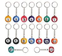 16 Stück Billardschlüsselkette, Billardelement -Accessoires, Kreativer Schlüsselbund, Geschenkschlüsselkette, Modischer Schlüsselbund
