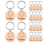 16 Stück Holz Neujahr Glücksbringer Schlüsselanhänger Kleeblatt Rund, Glücksbringer Prüfung, Du Schaffst Das Abschiedsgeschenk Kollegen, Kleine Geschenke für Frauen, für Dekoration Schlüssel Anhänger