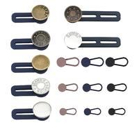 16 Stück Jeans-Knopfverlängerung, verstellbare Knopfverlängerung, Knopfverlängerung aus Metall, nahtlos, Unisex, Shorts, Röcke aus Jeans (5 Größen), Schwarz, Dunkelblau, Khaki, No