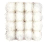 16 Stück Kunstfell Pompon Bommel,Faux Fuchspelz Fellbommel mit elastischer Schlaufe Pom Flauschig Plüsch Bälle Set zum Basteln für Mützen Tasche Schals Schlüsselanhänger Dekoration Zubehör,Weiß