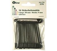 16 Stück Maxi Sicherheitsnadeln 50 mm, groß, schwarz lackiert, Nadel Nadeln, sl, 2278