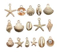 16 Stück Ozeanperlen zur Schmuckherstellung, goldener Taschenanhänger | 16 Ozean-Stile, Taschenanhänger aus Goldlegierung, ideal für selbstgemachte Armbänder, Taschen