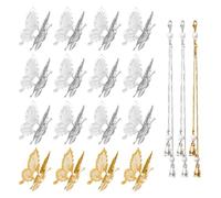 16 Stück Schmetterlingshaarnadeln, 3 Stück Quasten, bewegliche Schmetterlingshaarnadeln, goldene Damenhaaraccessoires, Schmetterlingshaaraccessoires, silberne Mädchenaccessoires