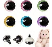 16 Stücke 14mm 3D funkelnde Sicherheitsaugen, DIY Augen für Häkeln, mit Unterlegscheiben, Mond Häkel Amigurumi Augen, für Häkel Tier Handwerks Augen,