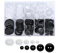 160 Stück Transparenter Knopf, Hemdknöpfe, 4 Löcher Knöpfe Rund zum Nähen, Basteln Harz Knöpfe für Nadeln Stricken Handwerk - 10mm, 13mm, 15mm, 20mm, 25 mm