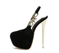 16CM/6.29IN Frauen High Heels Slingback High Heels Dicke Sohle Stiletto Heels Party Formale Schuhe Modell Catwalk Sexy High Heels,Schwarz,38 EU