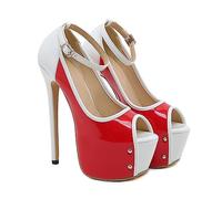 16CM/6.29IN Frauen Plattform Sandalen Stiletto Heels Open Toe High Heels Catwalk Catwalk Party Kleid Schuhe,Rot,40 EU