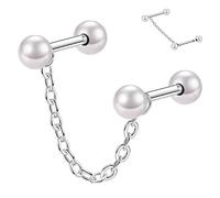 16G Knorpel Ohrring Bolzen Knorpel Helix Tragus Piercing Schmuck Perle Kugel Muschel Helix Tragus Ohrring Bolzen 316L Chirurgenstahl Helix Knorpel Barbell Ohrring Silber Knorpel Schmuck 12mm Bar