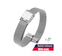 (16mm-Typ B Silber) Milanese Loop Uhrenarmband 10/12/14/16/17/18/19/20/21/22mm Universal Schnellverschluss