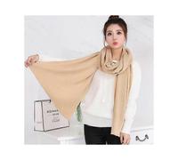 (175cm,Camel)Acrylic Korean Simple Solid Color Warm Winter Scarf Women 220cm Elastic Knitted Wool Ring Shawl Amazing Blanket Echarpe