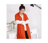 (175cm,Orange)Acrylic Korean Simple Solid Color Warm Winter Scarf Women 220cm Elastic Knitted Wool Ring Shawl Amazing Blanket Echarpe