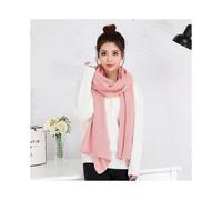 (175cm,Pink)Acrylic Korean Simple Solid Color Warm Winter Scarf Women 220cm Elastic Knitted Wool Ring Shawl Amazing Blanket Echarpe