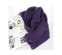 (175cm,Purple)Acrylic Korean Simple Solid Color Warm Winter Scarf Women 220cm Elastic Knitted Wool Ring Shawl Amazing Blanket Echarpe