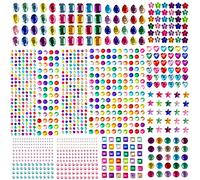 1782 Stück Glitzersteine Selbstklebend, Strasssteine Selbstklebend Juwelen Edelstein Sticker für Kinder Handwerke Basteln Grußkarten Handwerke Fotorahmen, 14 Blätter