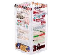 17Dec 360 Grad drehbarer Ohrringhalter, Organizer, 5 Ebenen, transparentes Acryl, Ohrringständer, 224 Löcher und 248 Rillen für Ohrringe, Halsketten, 1 Stück