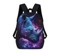 17inch Kinderrucksack 3D-gedruckt Galactic Rhino Portrait -4 Schulrucksack, Modisch, Lässig, Leicht, Für Schule, Uni Und Reisen