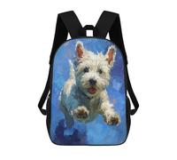 17inch Kinderrucksack 3D-gedruckt Happy Westie Dog Painting Schulrucksack, Modisch, Lässig, Leicht, Für Schule, Uni Und Reisen