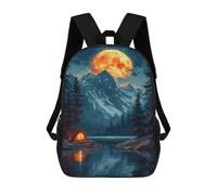 17inch Kinderrucksack 3D-gedruckt Moonlit Camping Adventure Schulrucksack, Modisch, Lässig, Leicht, Für Schule, Uni Und Reisen