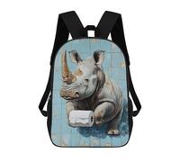 17inch Kinderrucksack 3D-gedruckt Rhino with Toilet Paper Roll-1 Schulrucksack, Modisch, Lässig, Leicht, Für Schule, Uni Und Reisen