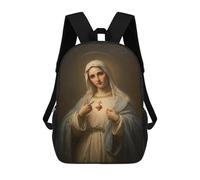 17inch Kinderrucksack 3D-gedruckt Sacred Heart Virgin Mary Painting Schulrucksack, Modisch, Lässig, Leicht, Für Schule, Uni Und Reisen