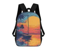 17inch Kinderrucksack 3D-gedruckt Tropical Sunset Sailboat Schulrucksack, Modisch, Lässig, Leicht, Für Schule, Uni Und Reisen