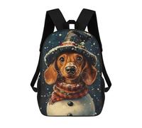 17inch Kinderrucksack 3D-gedruckt Winter Wonderland Dachshund Schulrucksack, Modisch, Lässig, Leicht, Für Schule, Uni Und Reisen