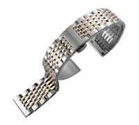 18 mm 19 20 21 22 316L Edelstahl-Uhrenarmband, kompatibel mit Tissot, Seiko, SKX 5, Certina, Silber-Roségold-Armbändern(Silver Rosegold,21mm)