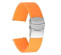 18 mm, 20 mm, 22 mm, 24 mm Silikon-Gummiarmband mit Schnellverschluss for Damen und Herren, Edelstahlschließe(Orange,18mm)