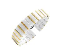 18 mm, 20 mm, 22 mm Keramik-Uhrenarmband, Ersatzschließe, universell for Damen und Herren(White gold,18mm)