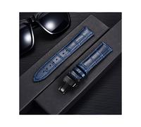 (18 mm, dunkelblau-schwarz) Remzeim Uhrenarmband aus echtem Leder mit Bambusmuster, erste Schicht Rindsleder