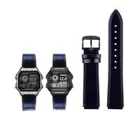 18 mm Herren-Retro-Armband aus echtem Leder, passend for Casio AE-1200WH/1300/1000/A159/A158/AQ-S810W/MRW-200H(Blue Black pin)