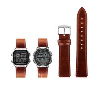18 mm Herren-Retro-Armband aus echtem Leder, passend for Casio AE-1200WH/1300/1000/A159/A158/AQ-S810W/MRW-200H(Brown silver pin)