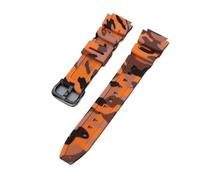 18 mm, kompatibel mit Casio W-218H AE1200/1000W/1300 W-800H 216H 735H, weiches Gummi-Armband, Silikon, Sport, schweißfest, Uhrenarmband(Camouflage Orange,18MM_SILVER BUCKLE)