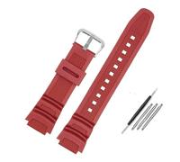 18 mm konvexes Gummiarmband, kompatibel mit Casio AE-1000W AQ-S810W, einfarbiges Silikon-Uhrenarmband, atmungsaktives Uhrenarmband(Red silver)