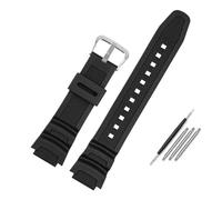 18 mm konvexes Gummiarmband, kompatibel mit Casio AE-1000W AQ-S810W, einfarbiges Silikon-Uhrenarmband, atmungsaktives Uhrenarmband(Black silver)