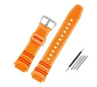 18 mm konvexes Gummiarmband, kompatibel mit Casio AE-1000W AQ-S810W, einfarbiges Silikon-Uhrenarmband, atmungsaktives Uhrenarmband(Orange silver)