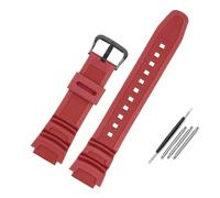 18 mm konvexes Gummiarmband, kompatibel mit Casio AE-1000W AQ-S810W, einfarbiges Silikon-Uhrenarmband, atmungsaktives Uhrenarmband(Red black)