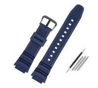 18 mm konvexes Gummiarmband, kompatibel mit Casio AE-1000W AQ-S810W, einfarbiges Silikon-Uhrenarmband, atmungsaktives Uhrenarmband(Blue black)