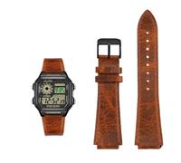 18 mm Retro-Rindslederarmband mit Schnellverschluss, passend for Casio G-Shock A158/A158W/A168/f91w/AE-1200/A159/A169/AE1300(Brown black pin)