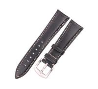 (18 mm, Schwarz) Uhrenarmband aus Ölwachs-Rindsleder für Damen und Herren, Schwarzbraun, glattes Echtlederarmband