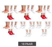 18 Paar PUMA Baumwoll-Socken schlichte Sneaker-Socken Kurz-Socken Baumwoll-Socken Strümpfe 701213401 4692 Weiß/Coral, Rot und Weiß 39/42