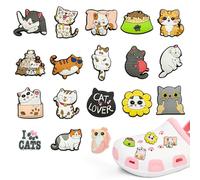 18 Pcs Schuh Charms Schuhanstecker für Crocs Anstecker, Cartoon Katze Schuh Charms für Crocs Jibbitz, Pvc Shoe Charm Katzendesign, DIY Dekoration für Kinder, Geschenkidee für Partys Wiedervereinigung