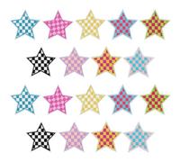 18 St Aufbügelbare Flicken, Aufnäher mit Zielflagge Aufbügler Bestickte Aufnäher zum Aufnähen Renntag-Aufnäher Dekorative Applikationsaufnäher für Kleidung Hüte Jeans Basteln (Stern)