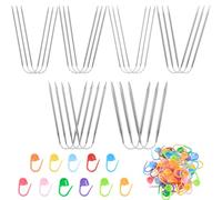 18 Stk Edelstahl Rundstricknadeln Set 2-5mm mit Maschenmarkierern | Austauschbare Stricknadeln ideal für Socken, Mützen und Handwerksprojekte