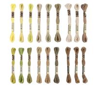 18 Stück Stickgarn Set, 6fädig 8m Polyester Grau Grün Braun Farbtöne Yarn und Embroidery Thread für Floss Sticken Kreuzstich Armbänder Knüpfen Freundschaftsarmbänder Häkeln und DIY Basteln