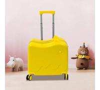 18" Yellow Ride-On Suitcase Rolling Luggage Case With Lock