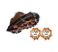 18 Zähne Anti-Rutsch Steigeisen Schuhüberzieher mit Stahlketten, Gummi und Stahl für Schnee und Eis Outdoor-Aktivitäten (8-Orange)