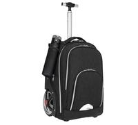 18 Zoll große Räder Schultrolley-Rucksacktasche for Teenager Schulrucksack mit Rädern und Trolley Reiserollgepäcktasche für Jungen und Mädchen(Black)