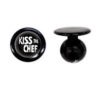 EXNER Kugel-Knöpfe, Kochjacken-Knöpfe, Motiv-Knöpfe, Farbe schwarz Kiss the Chef, in VE von 12 Stück (für 1 Kochjacke)