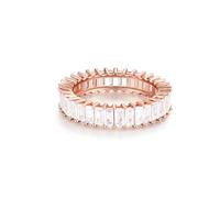 18K Baguette Ring Rosegold mit Funkelnd klaren Kristallen - Damenring aus 925 Sterling Silber, Stapelbarer Ewigkeitsring breit, Hochwertiger Schmuck in Juwelierqualität